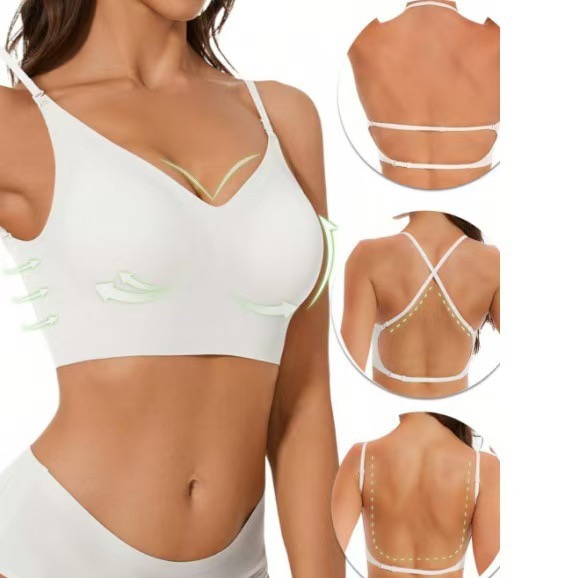 Seamless Backless Push-Up Bra with U-Shaped Back | Padded Small Chest Bra for Outerwear